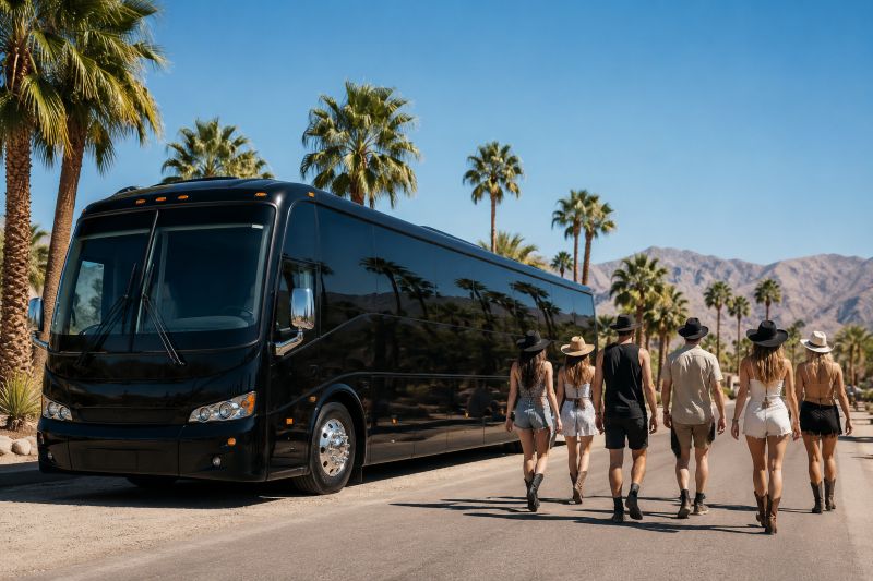 party bus transporting Stagecoach festival